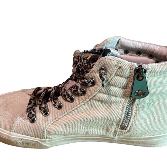 Vintage Havana High Top Sneakers Silver Tone Star Studs Side Zip Women's Size‎ 6 - Picture 6 of 10